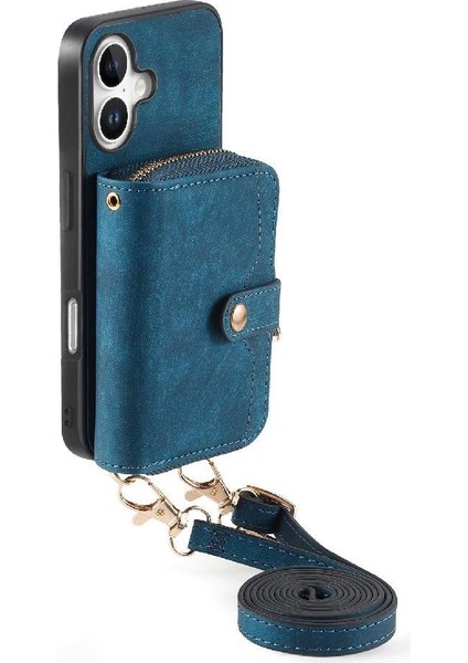 Iphone 16 Için Kılıf Artı 7 Kart Yuvaları Standı Fermuar Kapatma Ayarlanabilir (Yurt Dışından)