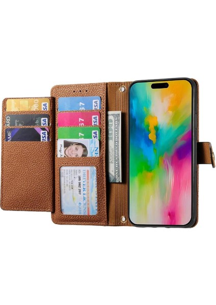 Iphone 16 Için Kılıf Aşk Cüzdan Kordon Deri Çanta Fermuar (Yurt Dışından)