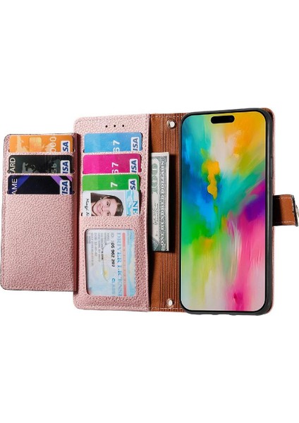 Iphone 16 Artı Cüzdan Kordon Aşk Fermuar Deri Kılıf (Yurt Dışından)