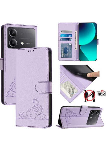 Xiaomi Poco X6 Neo 5g Kart Yuvası Tutucu Için Kickstand Cüzdan Flip Kedi (Yurt Dışından)