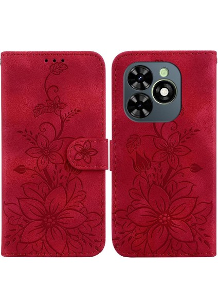 Infinix Sıcak 40I Kabartmalı Zambak Kart Tutucu Cüzdan Kickstand Için Flip Case (Yurt Dışından)