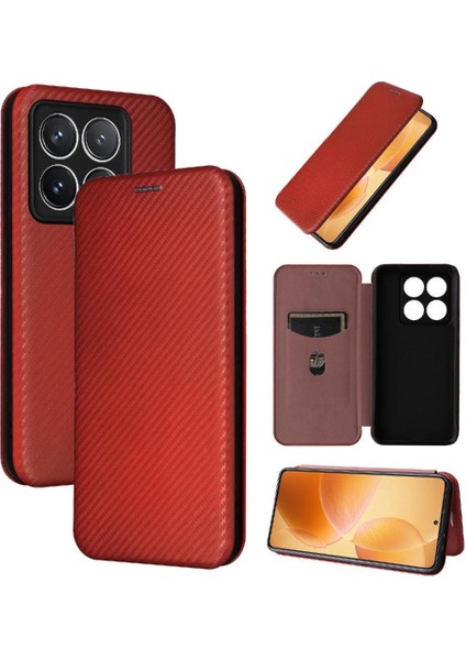 Xiaomi 14T Pro Deri Için Flip Case Folio Flip Case Kart Ekleme ile (Yurt Dışından)