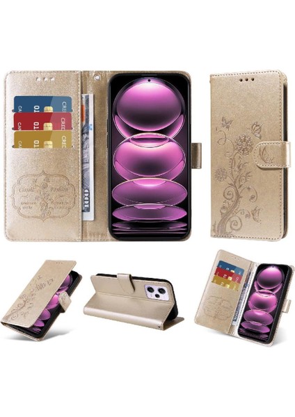 Xiaomi Redmi Not 12 Için Flip Case Pro Artı Flip Kart Yuvaları Deri Çiçek (Yurt Dışından)