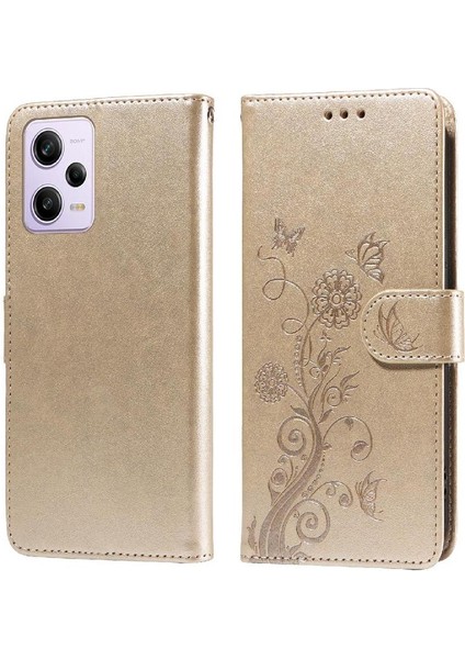Xiaomi Redmi Not 12 Için Flip Case Pro Artı Flip Kart Yuvaları Deri Çiçek (Yurt Dışından)