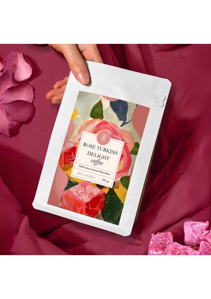 Rose Turkish Delight Coffee Güllü Lokum Aromalı Kahve Çekirdek Kahve 200 gr