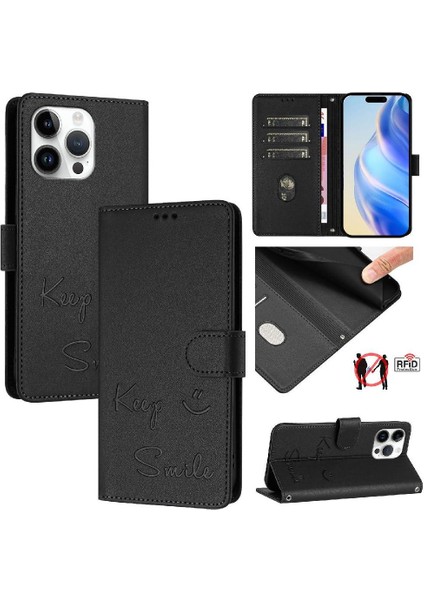 IPhone 14 Için Kılıf Pro Max Kapak Çevirin Pu Deri Rfıd Engelleme Kart Tutucu (Yurt Dışından)
