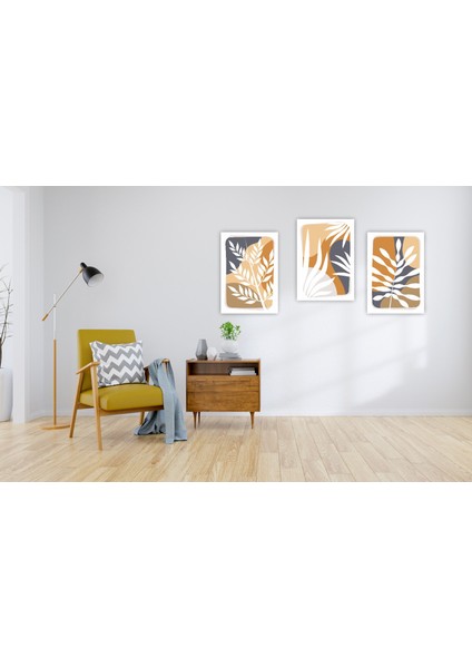 3'lü Tablo Seti Şık Tasarım Baskılı Modern Sanat Eseri 6