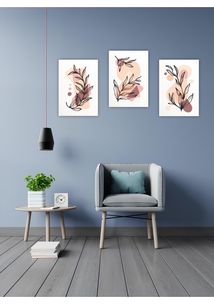 3'lü Tablo Seti Şık Tasarım Baskılı Modern Sanat Eseri 8