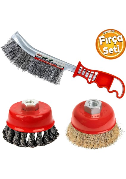 Çanak Spiral Çelik Tel Fırça Burgu Mangal Fırçası Kalın Ince Boya Pas Çıkarma Çapak Alma 3 Parça