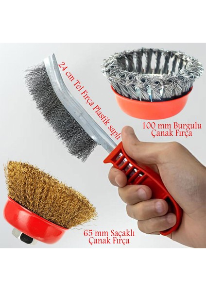 Çanak Spiral Çelik Tel Fırça Burgu Mangal Fırçası Kalın Ince Boya Pas Çıkarma Çapak Alma 3 Parça fiyatları