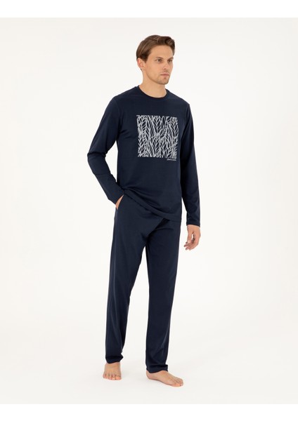 Erkek Lacivert Uzunkol Pijama Takımı 50306724-200 fırsatları