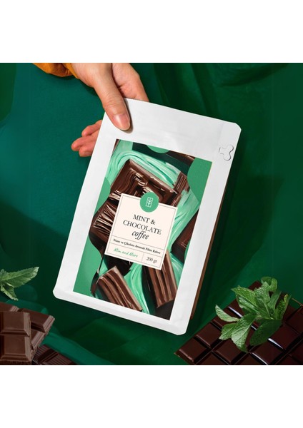 Mim And More Mint & Chocolate Coffee Nane ve Çikolata Aromalı Kahve Çekirdek Kahve 200 gr