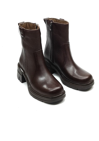 Kadın Hakiki Deri Fermuarlı Topuklu Kauçuk Taban Bot modelleri