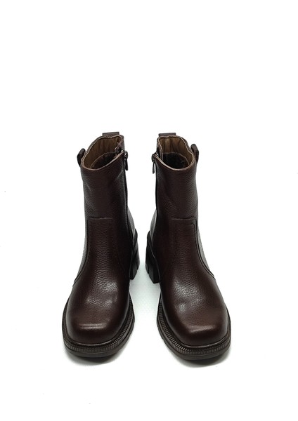 Kadın Hakiki Deri Fermuarlı Topuklu Kauçuk Taban Bot fırsatları