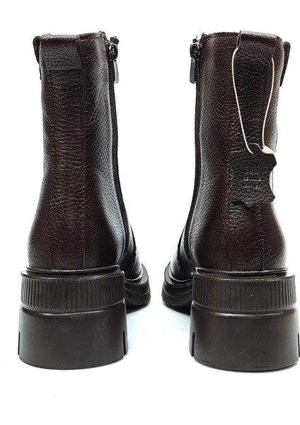 Kadın Hakiki Deri Fermuarlı Topuklu Kauçuk Taban Bot indirimleri