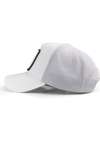 V1 Trucker Positive - 1 Kod Logolu Unisex Beyaz Şapka