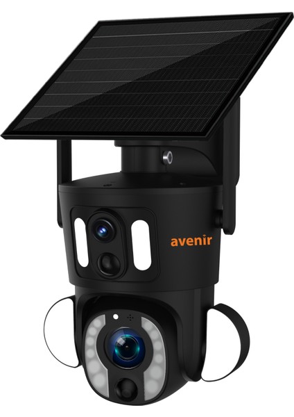 AV-S422X 4g Simkartlı Solar Panelli 5mp 2kameralı 40M Gece Görüş Mesafesi Çift Yönlü Ses Warmled