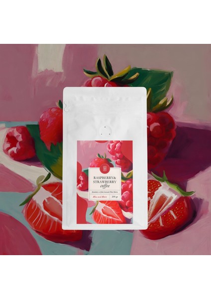 Mim And More Raspberry & Strawberry Coffee Ahududu ve Çilek Aromalı Kahve Filtre Kahve 200 gr