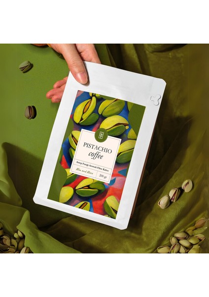 Pistachio Coffee - Antep Fıstığı Aromalı Kahve Çekirdek Kahve, 200 Gr