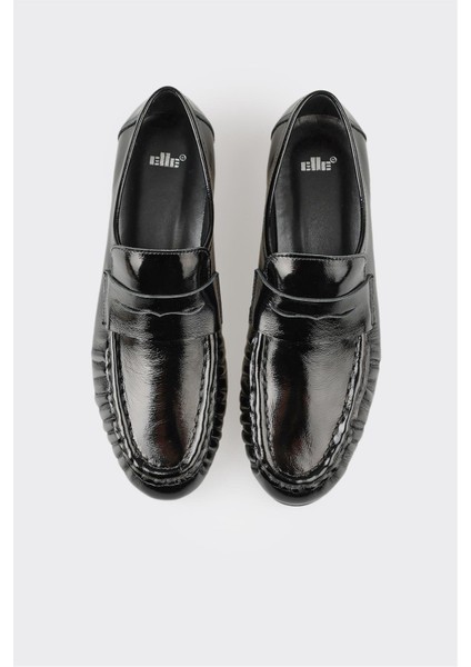 Siyah Deri Kadın Loafer Ayakkabı Kısa Topuklu Günlük Kullanım İçin fırsatları