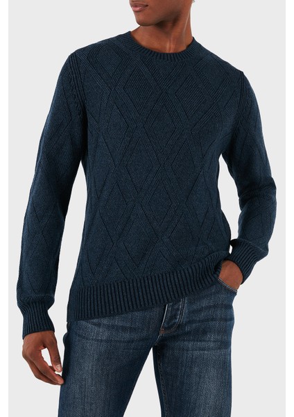 Desenli Yün Karışımlı Regular Fit Bisiklet Yaka Kazak Erkek Kazak 23155 19677 596