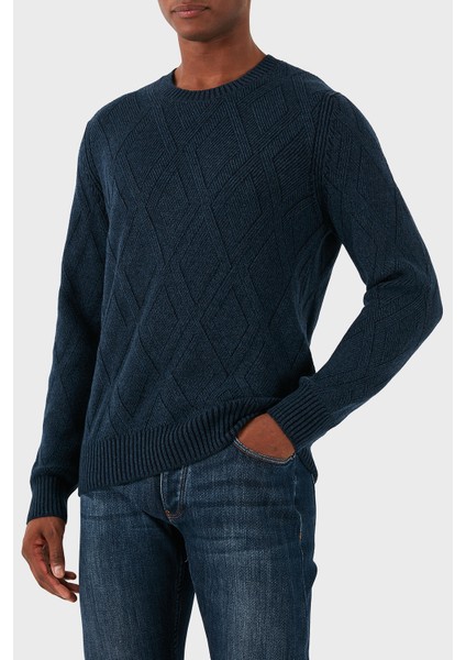 Desenli Yün Karışımlı Regular Fit Bisiklet Yaka Kazak Erkek Kazak 23155 19677 596 modelleri