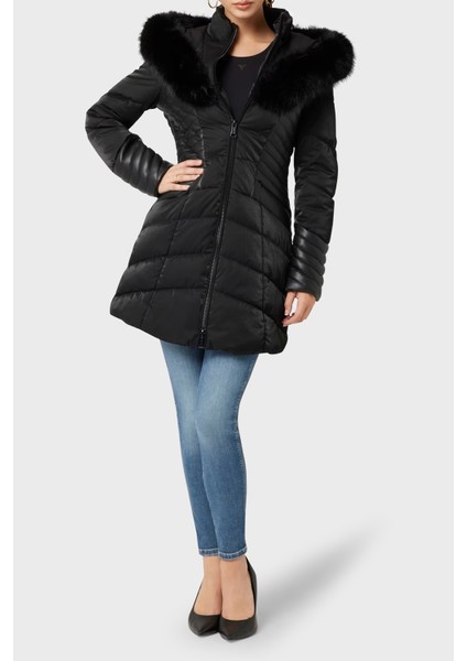New Oxana Regular Fit Fermuarlı Kapüşonlu Şişme Mont W4BL61WGLZ0 Bayan Mont W4BL61 Wglz0 Jblk modelleri