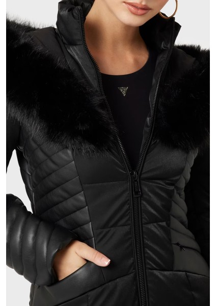 New Oxana Regular Fit Fermuarlı Kapüşonlu Şişme Mont W4BL61WGLZ0 Bayan Mont W4BL61 Wglz0 Jblk fırsatları