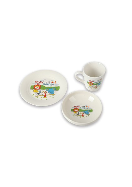 Lordstore1 Kütahya Porselen 3'lü Çocuk Mama Seti