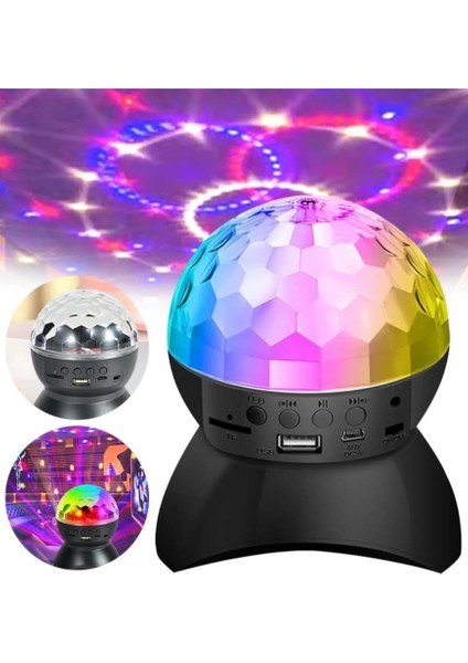 360 Derece Dönebilen Disko Topu Bluetooth Hoparlör Parti LED Lambası Usb-Sd Kart - Aux Girişli L740