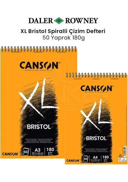 Xl Bristol Spiralli Çizim Defteri 180 gr 50 Yaprak