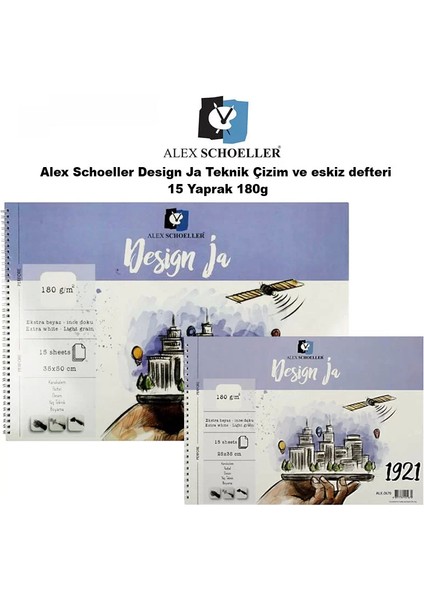 Design Ja Teknik Çizim ve Eskiz Defteri 15 Yaprak 180G
