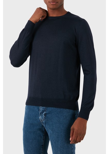 Yün Karışımlı Slim Fit Bisiklet Yaka Kazak Erkek Kazak 57167 13190 598