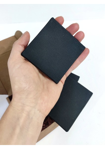 Pres Tuval 5'li Kare Set 7*7 Cm. Siyah %100 Pamuk 310 Gr/m2