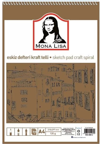 Mona Lisa Eskiz Defteri Kraft Tel A4 MN01-4