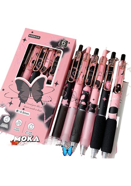 Yatniee 6 Adet Kawaii Kalem Seti Kelebek Serisi Sevimli Unisex St Uç Japon Kawaii Kırtasiye Okul Malzemeleri Estetik Kalemler (Yurt Dışından)