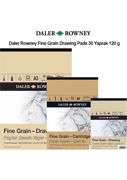 Daler Rowney Fine Grain Drawing Pads 30 Yaprak 120 G