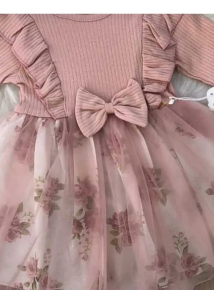 Kız Çocuk Gül Kurusu Doğum Günü Hediye Günlük Prenses Elbise modelleri