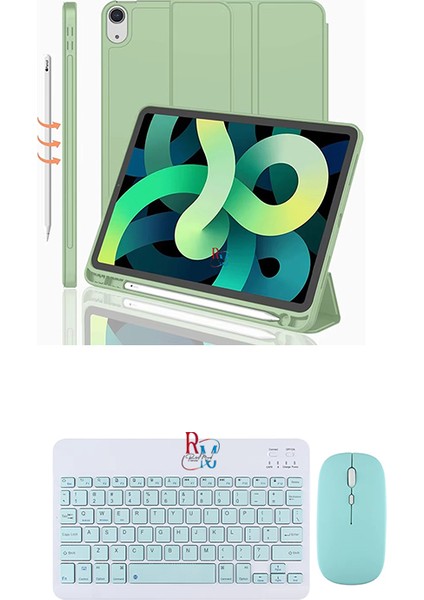 Ipad Air 11 Inç 6.nesil ile Uyumlu Tablet Kılıfı ve Klavye Mouse Set Kalem Bölmeli Smart Kılıf