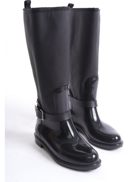 MBTB2035-S Kadın Siyah Yağmur Çizmesi Pvc Malzeme 2,5 cm Topuk fırsatları