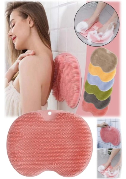 Vantuzlu Banyo Fırçası Masaj Pedi Silikon Sırt Kesesi Ayak Yıkama Lifi Derin Temizlik