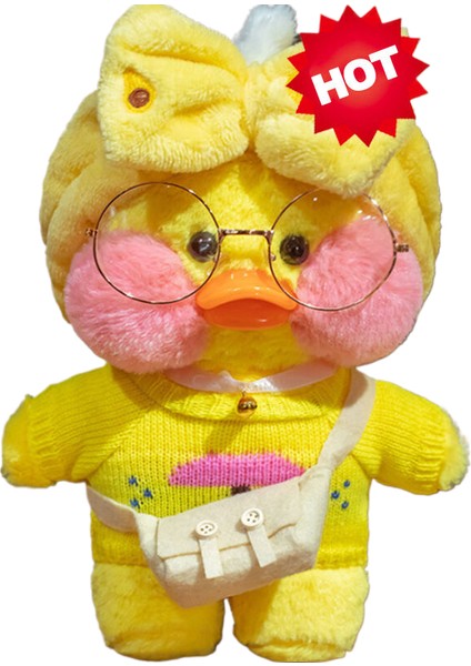 Kahve Ördek 30 cm Küçük Sarı Ördek Sevimli Yastık Peluş Gözlük ve Giysi Oyuncak (Yurt Dışından)