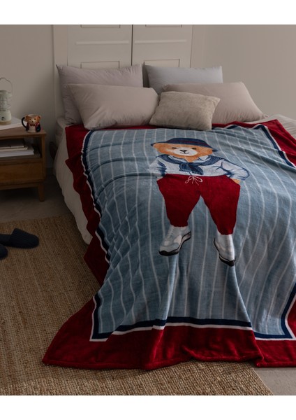 Fares Ayı Tek Kişilik Welsoft Polar Baskılı Battaniye - Bej