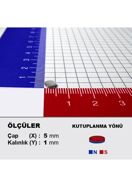 Neodyum Mıknatıs D5X1 Çap 5mm Kalınlık 1mm Çok Güçlü Mıknatıs 20 Adet