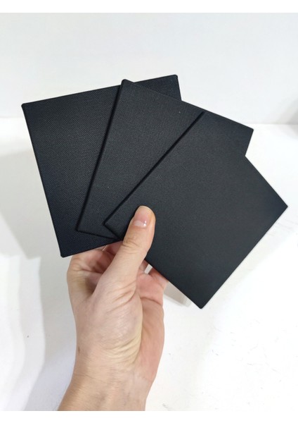 Pres Tuval 3'lü Kare Set 11*11 Cm. Siyah %100 Pamuk 310 Gr/m2
