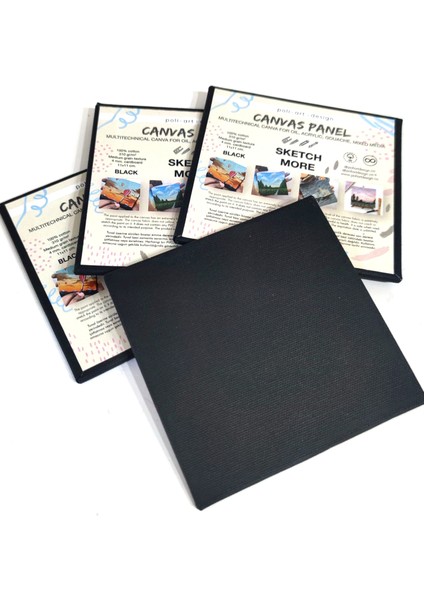 Pres Tuval 3'lü Kare Set 11*11 Cm. Siyah %100 Pamuk 310 Gr/m2