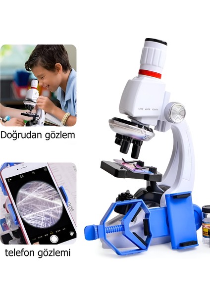 Mobil Uyumlu Eğitici Mikroskop Seti, Çocuk Mikroskopu, Bilimsel Mikroskop
