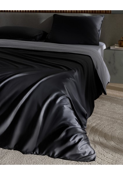 Vachel Çift Kişilik %100 Pamuk Baskılı Saten Nevresim Takımı - Antrasit fiyatları