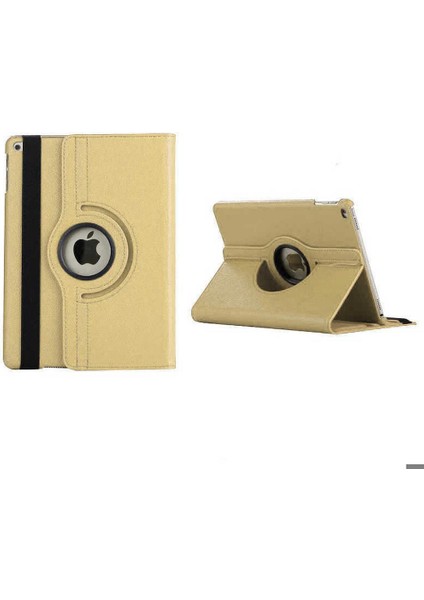 Apple iPad 10.2 (8.nesil) Uyumlu Tablet Kılıfı 360 Dönebilen Standlı Kılıf, Gold