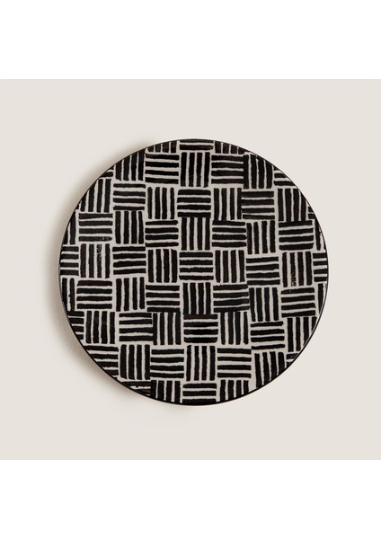 Sisam Lines Pasta Tabağı 19 cm Sıyah/beyaz